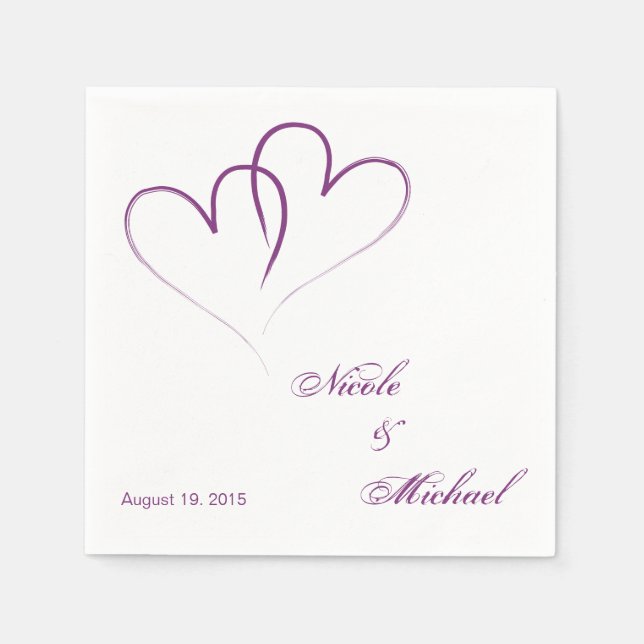 Save The Date - Two hearts intertwined Napkin (Front)