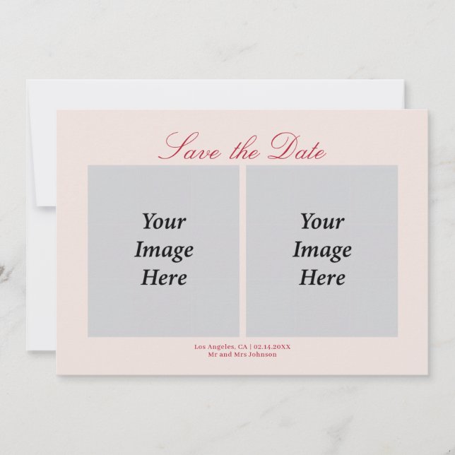 Save the Date Two Photos Custom Location Date (Front)