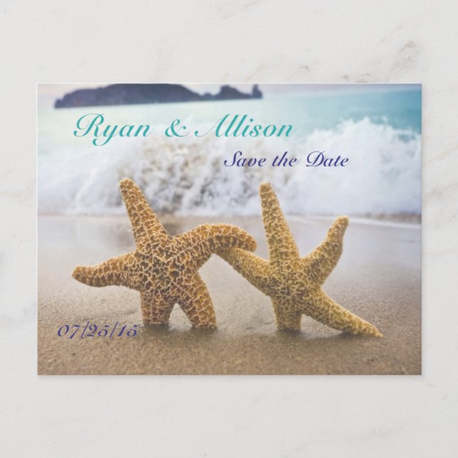 Save the Date Two Starfish Postcard (Front)