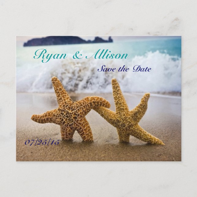 Save the Date Two Starfish Postcard (Front)