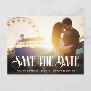 Save the Date Typography Modern Photo Wedding Announcement Postcard