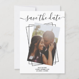 Save The Date Typography Photo Wedding Card