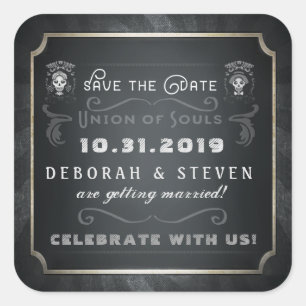 Save the Date Union of Souls Halloween Square Square Sticker