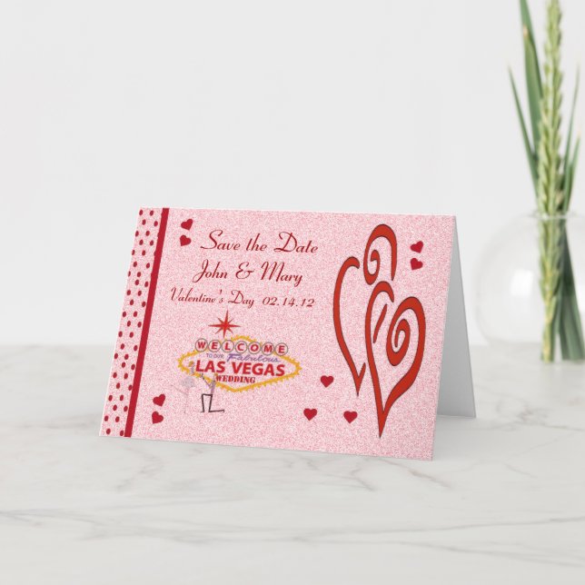 Save the Date Valentine's Day Las Vegas Wedding Ca Announcement (Front)
