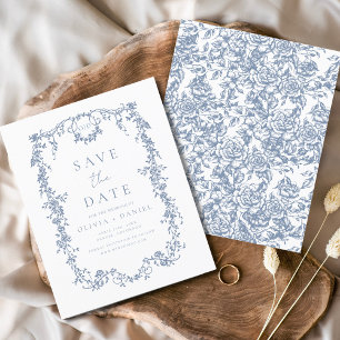 Save the Date Victorian Floral Dusty Wedding  Flyer