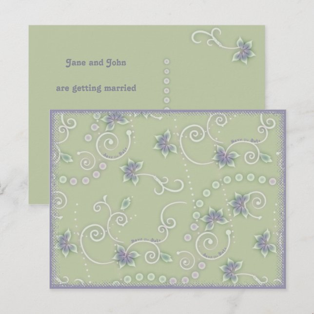 Save the Date Vines & Flowers Postcard Template (Front/Back)