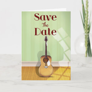 Save the Date Vintage Acoustic Guitar Note Card