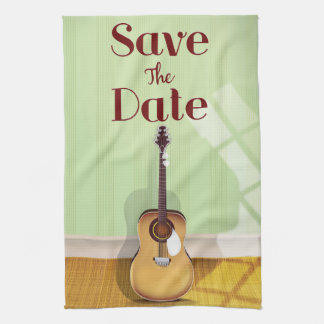 Save the Date Vintage Acoustic Guitar Tea Towel