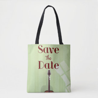 Save the Date Vintage Acoustic Guitar Tote Bag