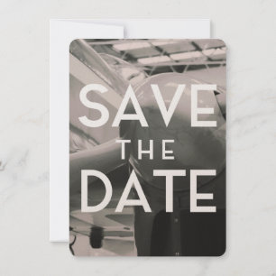 Save the Date Vintage Aircraft Hanger Invitation