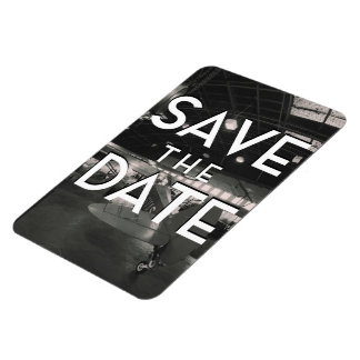 Save the Date Vintage Aircraft Hanger Magnet
