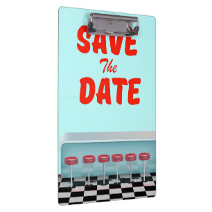 Save the Date vintage american Diner Clipboard