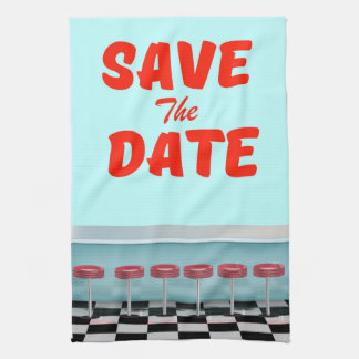 Save the Date vintage american Diner Tea Towel