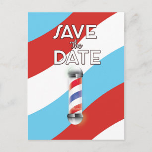Save the Date Vintage Barber Shop Postcard