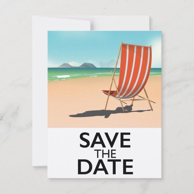 Save the Date vintage Beach Deckchair (Front)