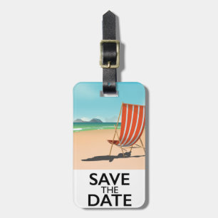 Save the Date vintage Beach Deckchair Luggage Tag