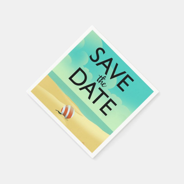 Save the Date Vintage Beach Napkin (Corner)