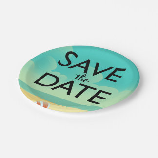 Save the Date Vintage Beach Paper Plate