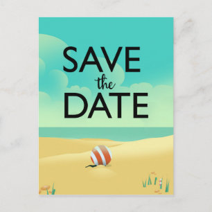 Save the Date Vintage Beach Postcard