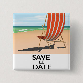 Save the date vintage beach poster 15 cm square badge
