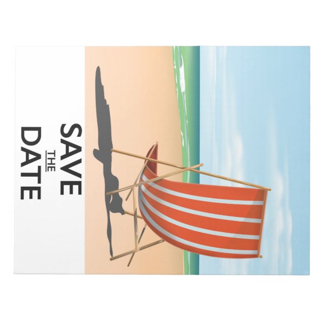 Save the date vintage beach poster notepad (Front)