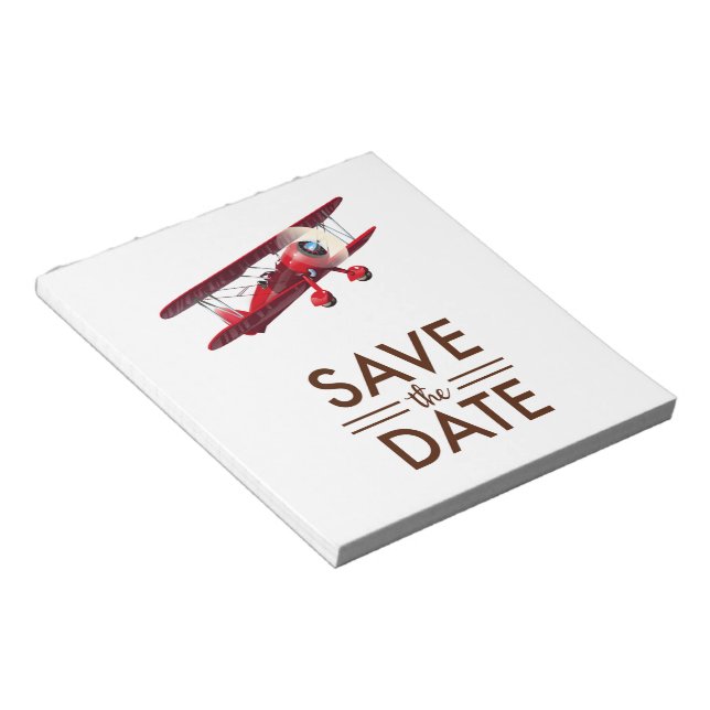 Save the Date vintage bi-plane Notepad (Angled)