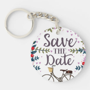 Save The Date Vintage Bicycle Key Ring