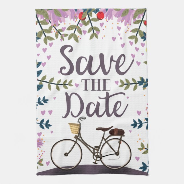 Save The Date Vintage Bicycle Tea Towel (Vertical)