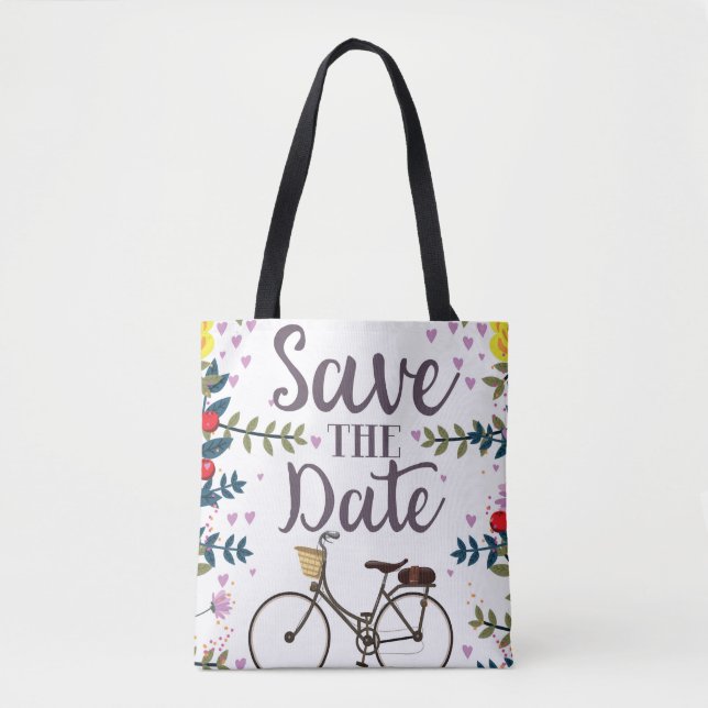 Save The Date Vintage Bicycle Tote Bag (Front)