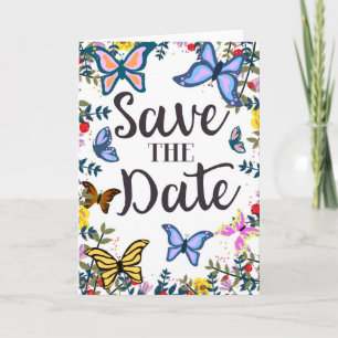Save the Date Vintage Butterflies. Holiday Card