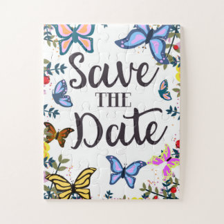 Save the Date Vintage Butterflies. Jigsaw Puzzle