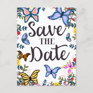 Save the Date Vintage Butterflies. Postcard