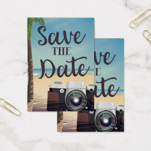 Save the date vintage Camera and Beach