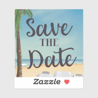Save the date vintage Camera and Beach
