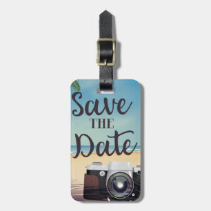 Save the date vintage Camera and Beach Luggage Tag