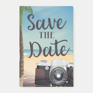 Save the date vintage Camera and Beach Post-it Notes