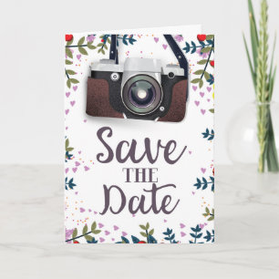 Save the Date Vintage Camera Note Card