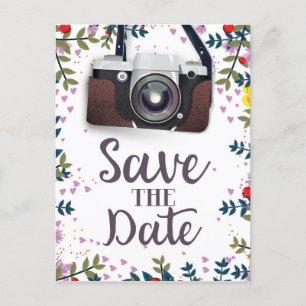 Save the Date Vintage Camera Postcard