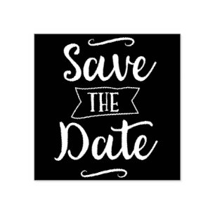 Save the Date Vintage Chalkboard Rubber Stamp