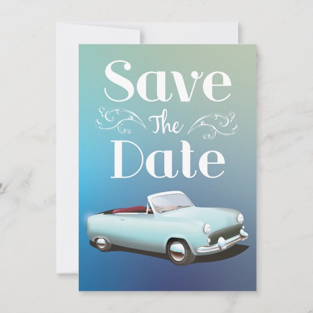 Save the Date Vintage Classic Car Invitation (Back)