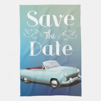 Save the Date Vintage Classic Car Tea Towel