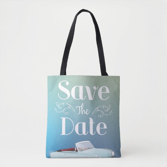 Save the Date Vintage Classic Car Tote Bag (Front)