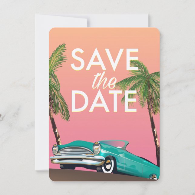 Save the Date Vintage convertible Car Invitation (Back)
