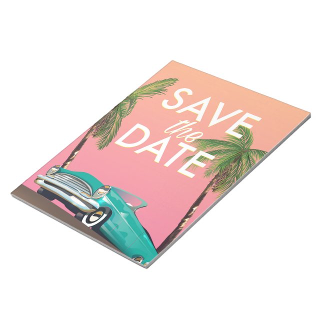 Save the Date Vintage convertible Car Notepad (Angled)