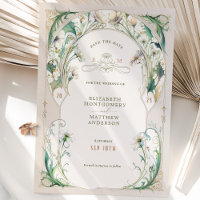 Save the Date Vintage Daisy Art Nouveau by Mucha