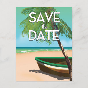 Save the Date vintage fishing boat Postcard