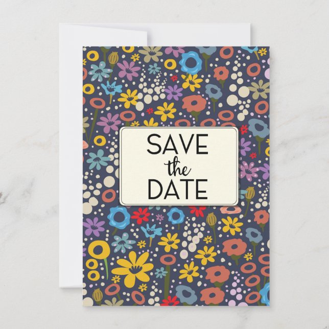 Save the Date Vintage Floral pattern Invitation (Back)