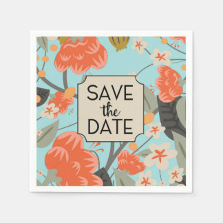 Save the Date Vintage Floral pattern Napkin