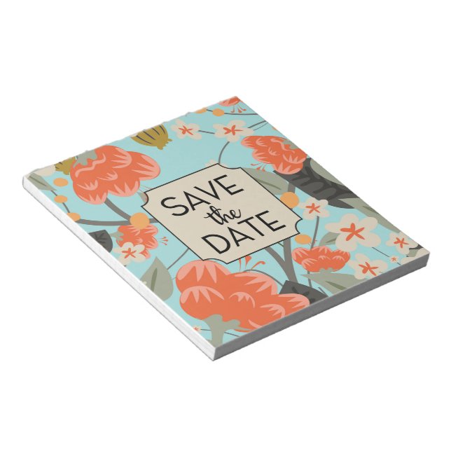 Save the Date Vintage Floral pattern Notepad (Angled)