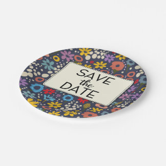 Save the Date Vintage Floral pattern Paper Plate